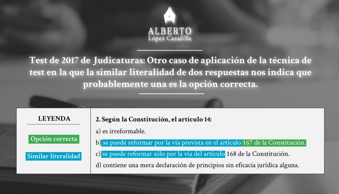 test de jueces y fiscales, aplicando la técnica de la similar literalidad entre dos respuestas