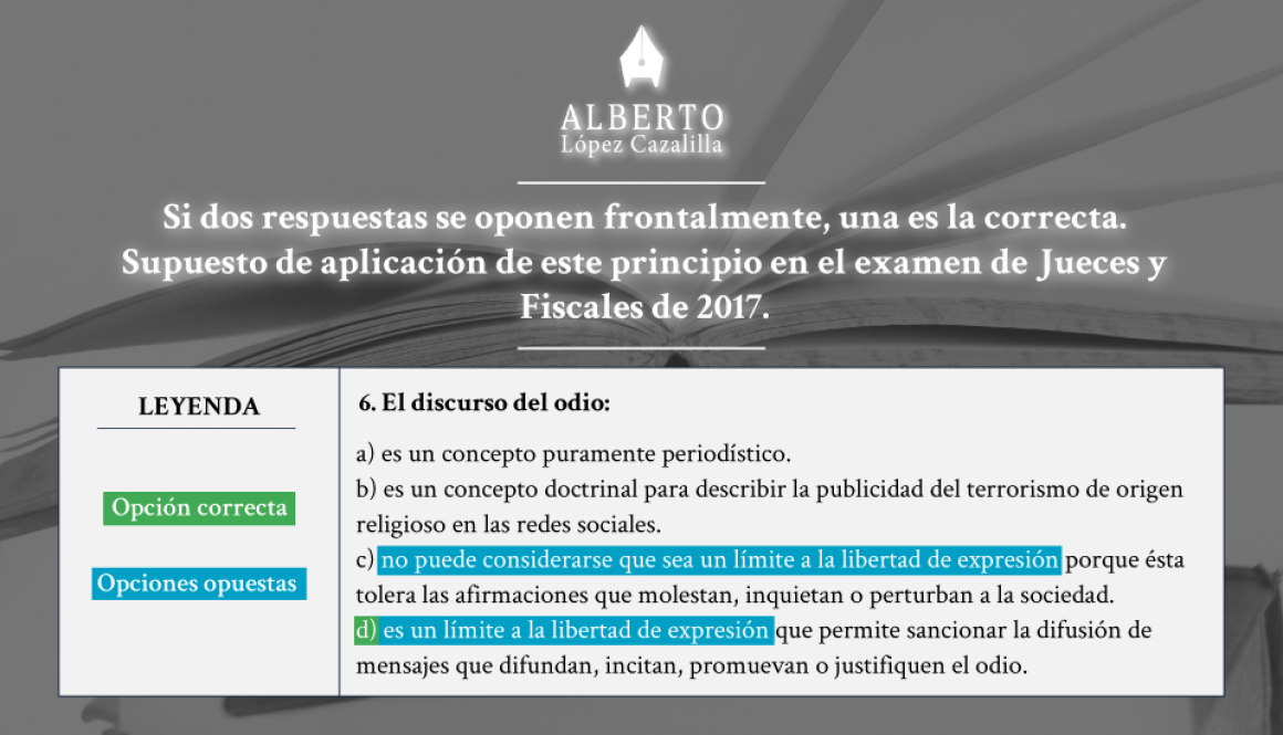 Técnica de test. Respuestas opuestas en el examen de jueces y fiscales