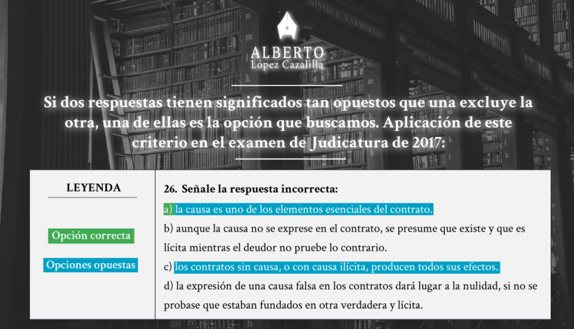 respuestas opuestas en una pregunta del test de Jueces y Fiscales de 2017