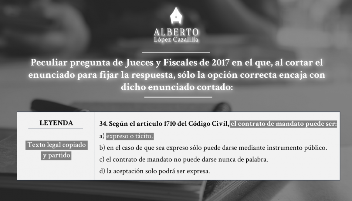 Texto legal copiado y partido, técnica de test para jueces y fiscales, oposiciones judicatura